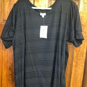 LuLaRoe Eloise Black and Gray Striped Tee